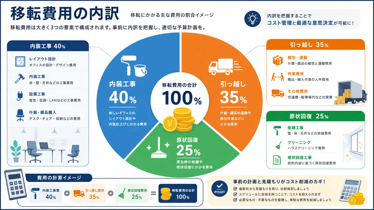 移転スケジュールに関わる費用の内訳